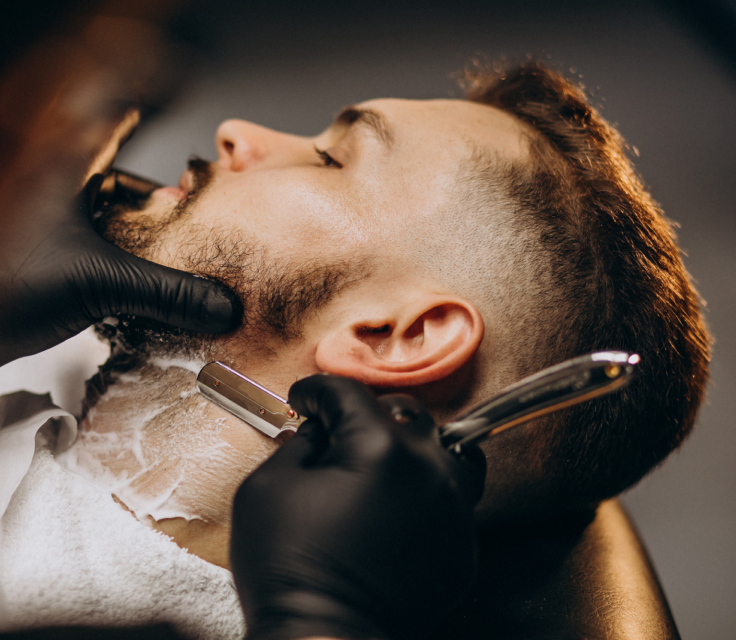 Hot towel and straight razor shave